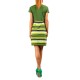 Vestido desmangado rayas asimétricas VERDES  lazo  