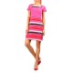 Sleeveless Dress, fuchsia asymmetrical striped tie