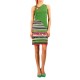 Striped Sleeveless Dress Green Flowers,  tie