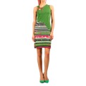 Striped Sleeveless Dress Green Flowers,  tie