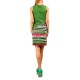 Striped Sleeveless Dress Green Flowers,  tie