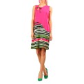 Striped Sleeveless Dress fuchsia  Flowers,  tie