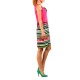 Striped Sleeveless Dress fuchsia  Flowers,  tie