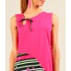 Striped Sleeveless Dress fuchsia  Flowers,  tie