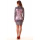 Long Sleeve Dress, TANIA, medium high neck, prints combined