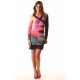 Long Sleeve Dress, TANIA, medium high neck, prints combined