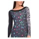 MADONNA, round neck dress with low neckline and sleeve printed 